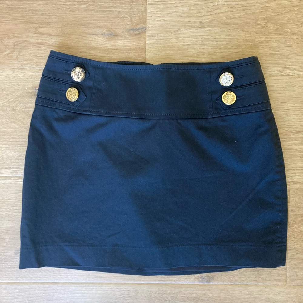 Express Black Mini Skirt with Gold Buttons